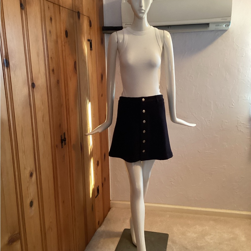 Olivaceous Black Button-Front Mini Skirt
